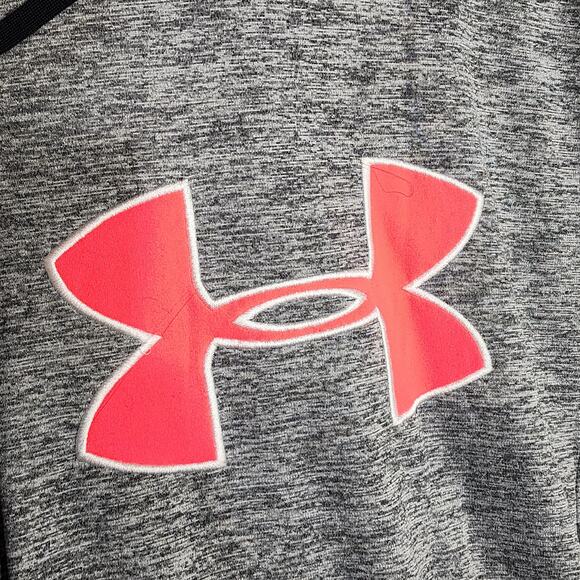 Under Armour Big Logo Hoodie Sweatshirt Large Gray Black Semi Fitted - Picture 4 of 8